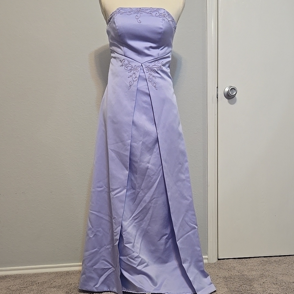 Purple Maxi Strapless Gown for Prom